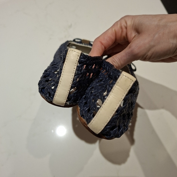 NWOT Tory Burch Women's Navy & White Ballet Flats - Carlyle Woven (Size US 6.5) - Picture 5 of 7